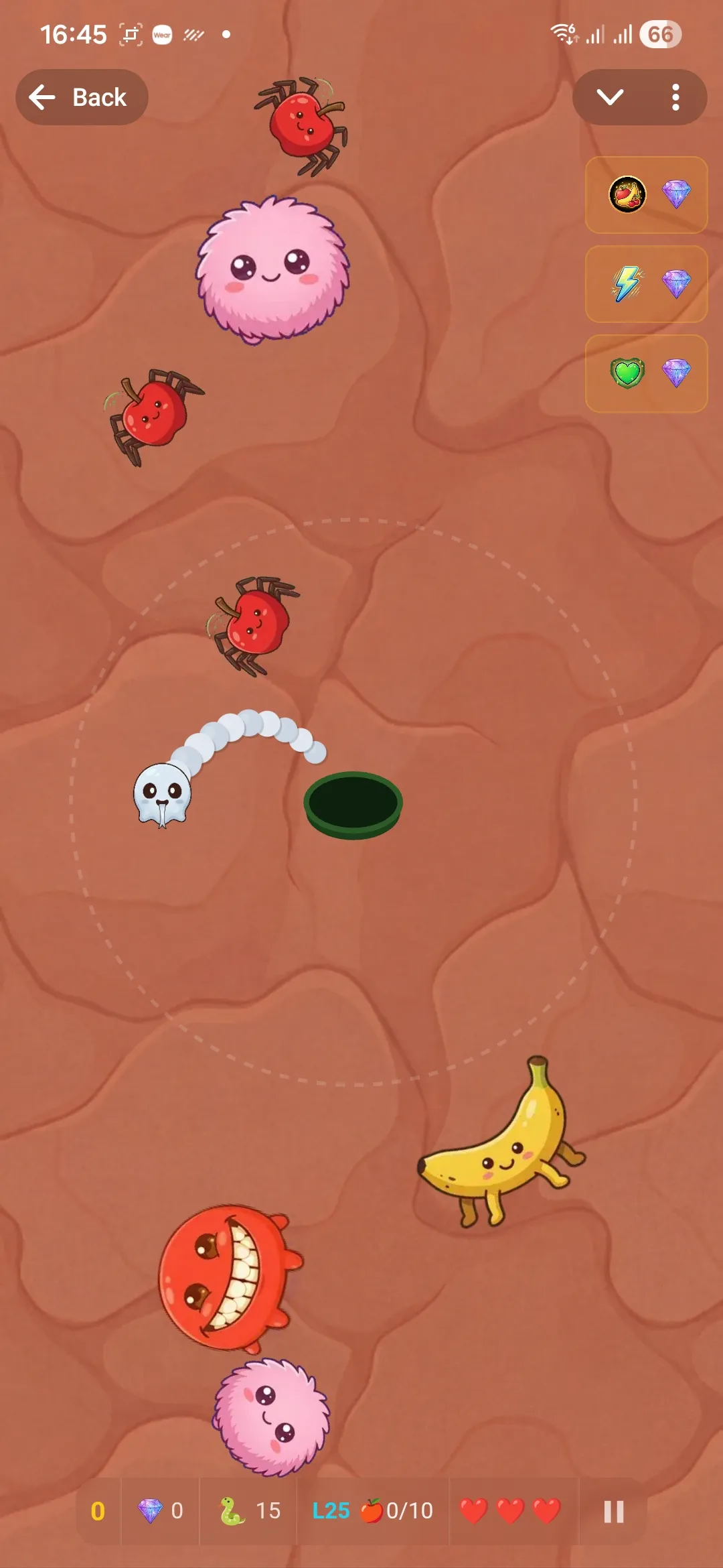 Ghost snake skin on a dark terrain in level 25